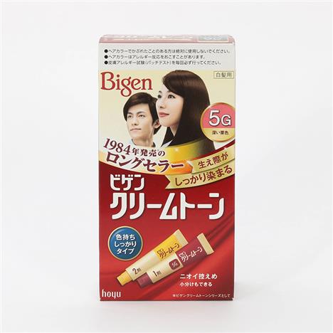 Kem nhuộm tóc phủ bạc Nhật Bản Bigen cream tone 5G Nâu, Siêu bền màu, không mùi khó chịu