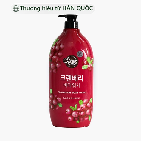 Sữa tắm Hàn Quốc Aekyung Showermate natural cranberry body wash (hương nam việt quất tươi mát) 1.2L