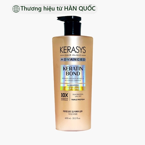 Dầu gội Hàn Quốc phục hồi hư tổn Kerasys advanced keratin bond deep 600ml