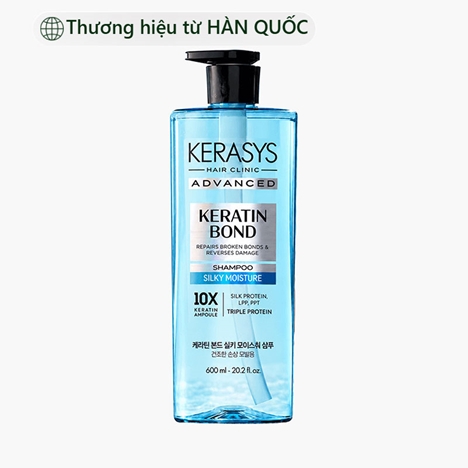Dầu gội Hàn Quốc dưỡng ẩm mượt Kerasys advanced keratin bond silky moisture 600ml