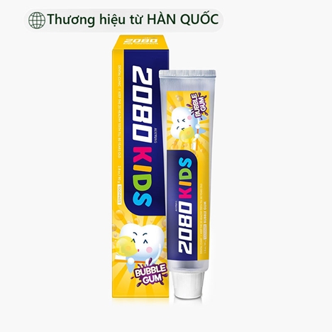 Kem đánh răng trẻ em Hàn Quốc Aekyung 2080 Kids Bubble Gum Toothpaste 80g (Hương kẹo)