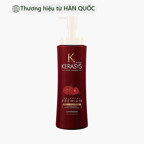 Dầu xả Hàn Quốc phục hồi hư tổn, dưỡng bóng mượt Aekyung Kerasys oriental premium red camellia ex 600ml