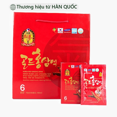 Nước uống hồng sâm Hàn Quốc - Korea red ginseng drink 70ml x 30 gói