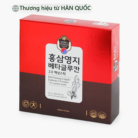 TPBS: Nước uống chiết xuất nhân sâm linh chi Hàn Quốc beta-glucan 2.0 10ml x 30 gói