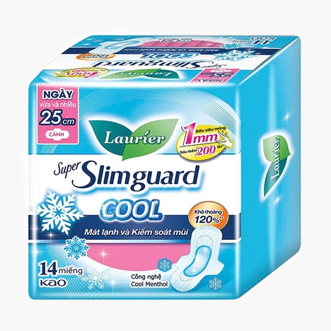 Băng vệ sinh Laurier mát lạnh siêu mỏng 1mm có cánh 25cm 14 miếng