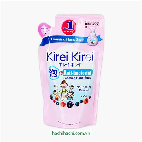 Dung dịch rửa tay, nước rửa tay tạo bọt Kirei Kirei hương dâu tằm túi refill 200ml