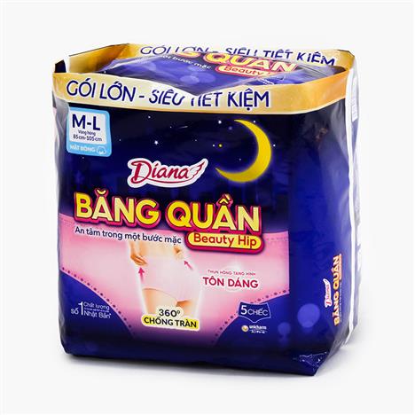 Băng vệ sinh dạng quần chống tràn ban đêm Diana Sensi M-L 5 cái (Vòng hông: 85-105cm)