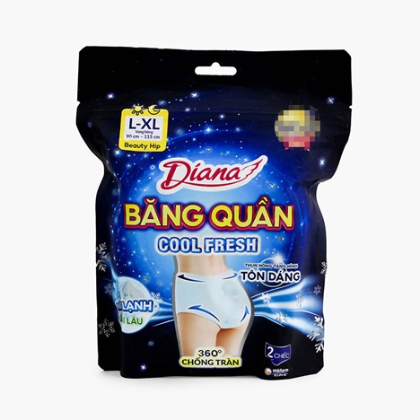 Băng vệ sinh dạng quần chống tràn ban đêm mát lạnh Diana Beauty Hip Cool Fresh L-XL 2 cái (Vòng hông: 90 - 115 cm)