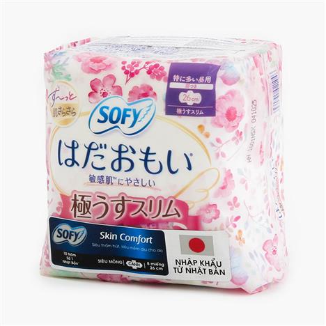 Băng vệ sinh siêu mỏng, siêu êm thoáng  có cánh Sofy Ultra Thin 26cm 8 miếng