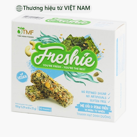 Thanh hạt dinh dưỡng Freshie vị mè đồi, rong biển 150g (6 thanh)