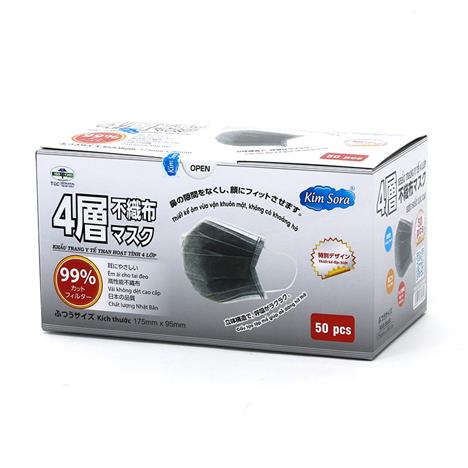 Khẩu trang y tế Kim Sora 4 lớp than hoạt tính (50 cái)