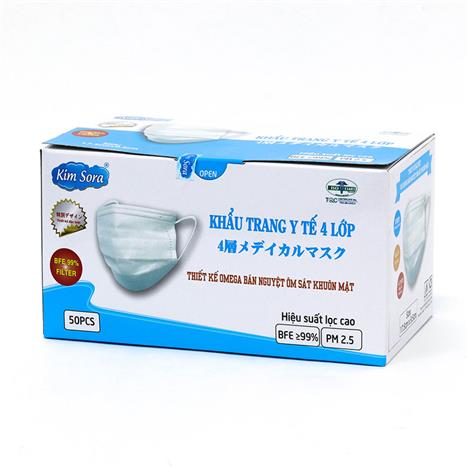 Khẩu trang y tế Kim Sora bán nguyệt 4 lớp (50 cái - Trắng)