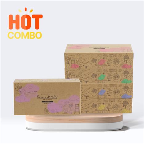 Combo siêu tiết kiệm 1 lốc 5 hộp Khăn giấy ăn Nhật Bản dai mịn 2 lớp Ellemoi 180 tờ