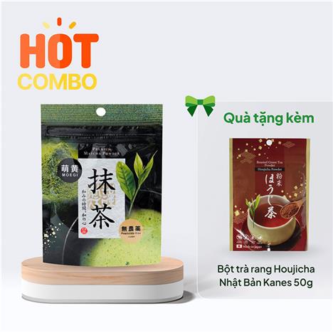 Combo siêu hời mua Bột trà xanh Matcha Premium Kanes 30g tặng Bột trà rang Houjicha Nhật Bản Kanes 50g