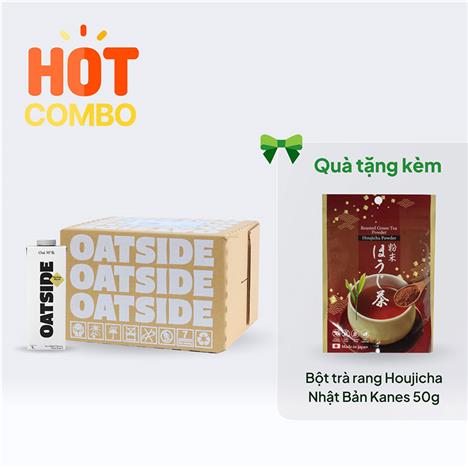 Combo siêu hời mua 1 thùng 6 hộp TPBS: Sữa yến mạch vị nguyên bản Oatside 1L tặng Bột trà rang Houjicha Nhật Bản Kanes 50g