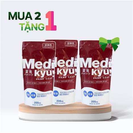 Combo siêu hời mua 2 tặng 1 Xà phòng rửa tay Animo Medikyu túi refill 200ml