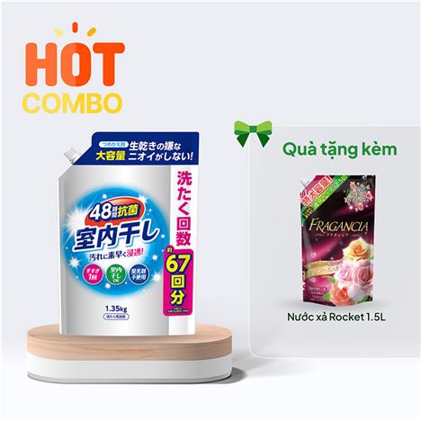 Combo siêu hời mua Nước giặt kháng khuẩn khử mùi Daiichi hương hoa túi 1.35kg tặng Nước xả Rocket 1.5L