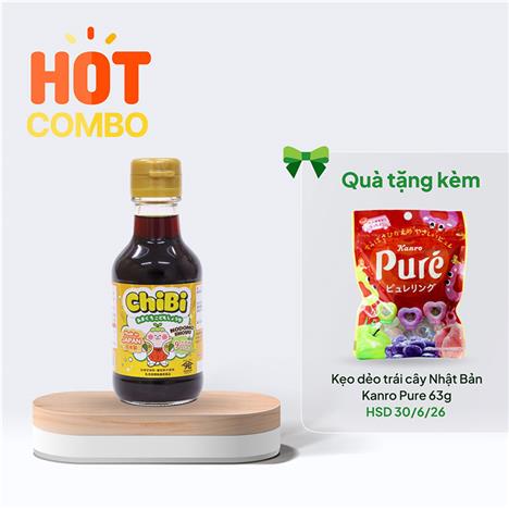 Combo siêu hời mua Nước tương Chibi Nhật Bản cho bé 150ml tặng Kẹo dẻo trái cây Nhật Bản Kanro Pure 63g (HSD: 30/6/26)
