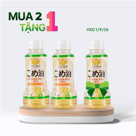 Combo siêu hời mua 2 tặng 1 Dầu gạo Nhật Bản nguyên chất Tsuno 180g (196ml) - HSD: 1/9/2026