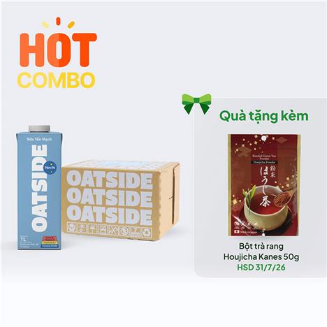 Combo siêu hời mua thùng 6 hộp Sữa yến mạch đậm đà Oatside 1L tặng Bột trà rang Houjicha Kanes 50g (HSD: 31/7/26)