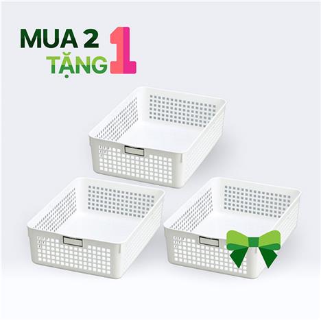 Combo siêu hời mua 2 tặng 1 Rổ nhựa đựng vật dụng 28.9x21.4cm