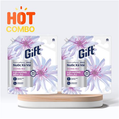 Combo siêu tiết kiệm 2 Nước xả vải Gift Mộng Mơ lưu hương bền lâu túi 3,2kg