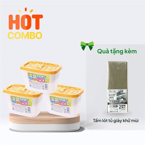 Combo siêu hời mua 3 Chất hút ẩm khử mùi chống mốc Kokubo 450ml tặng Tấm lót tủ giày 30x60cm 2 tấm