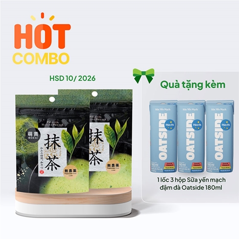 Combo siêu hời mua 2 Bột trà xanh Matcha Premium Kanes 30g (HSD: 10/2026) tặng Lốc 3 hộp Sữa yến mạch đậm đà Oatside 180ml