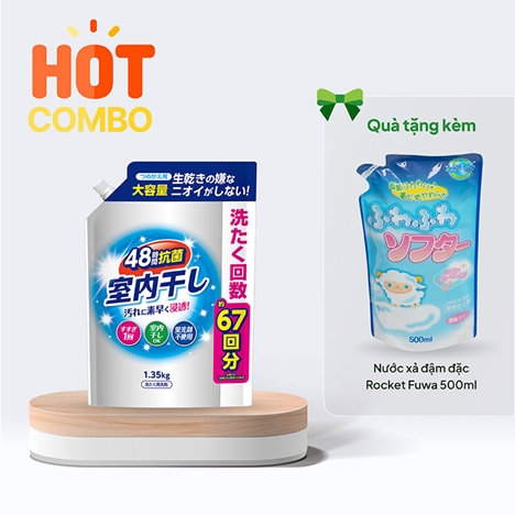 Combo siêu hời mua Nước giặt kháng khuẩn khử mùi Daiichi hương hoa túi  1.35kg tặng Nước xả đậm đặc Rocket Fuwa 500ml