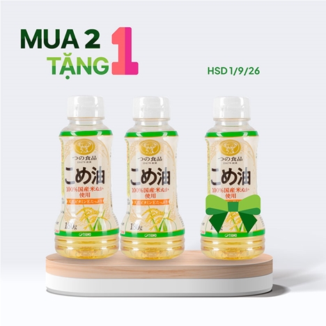 Combo siêu hời mua 2 tặng 1 Dầu gạo Nhật Bản nguyên chất Tsuno 180g (196ml) - HSD: 1/9/2026