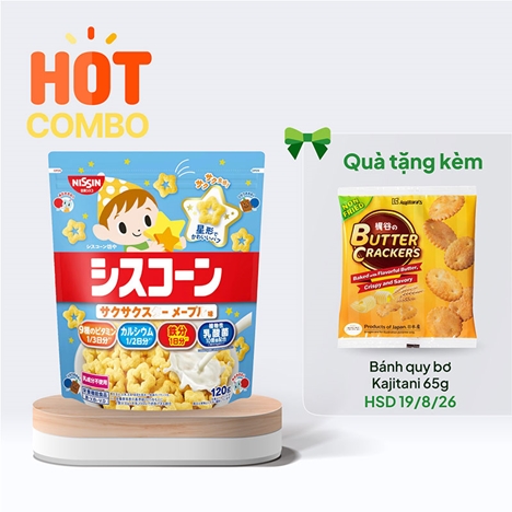 Combo siêu hời mua TPBS: Ngũ cốc dinh dưỡng Nissin vị siro cây phong 120g tặng Bánh quy bơ Kajitani 65g (HSD: 19/8/2026)