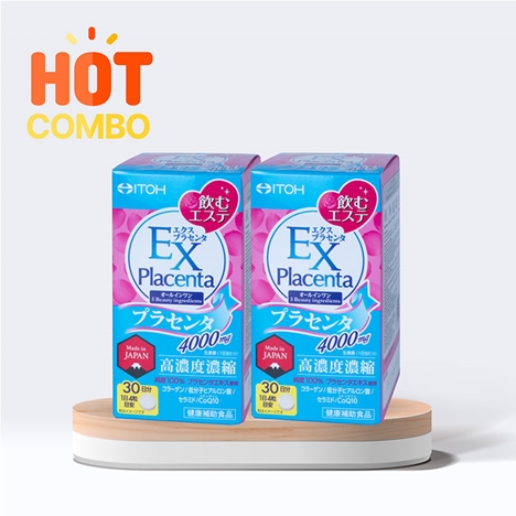 Combo siêu tiết kiệm 2 hộp TPBVSK: Viên uống Ex Placenta Itoh 120 viên, giảm lão hóa, làm đẹp da