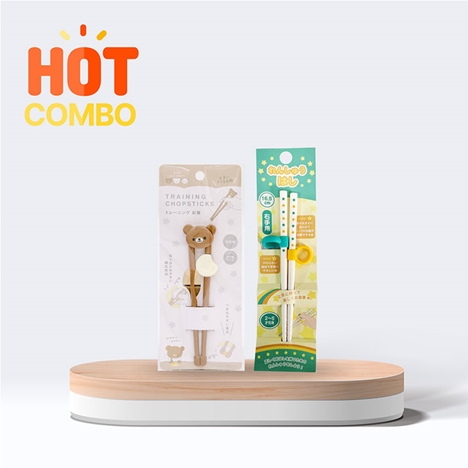 Combo siêu tiết kiệm Đũa tập ăn cho bé 16.5cm và Đũa tập ăn cho bé 15.5cm (Nhiều mẫu)