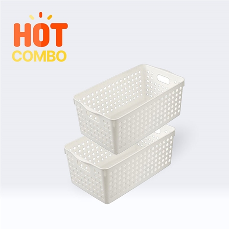 Combo siêu tiết kiệm 2 Rổ nhựa đựng vật dụng 16.6x29.3cm 