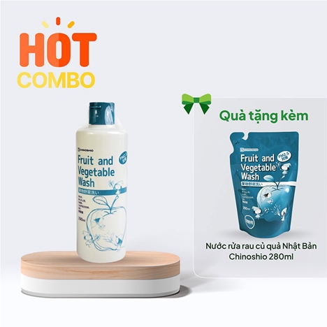 Combo siêu hời mua 1 Chai Nước rửa rau củ quả Nhật Bản Chinoshio 290ml tặng Túi refill 280ml