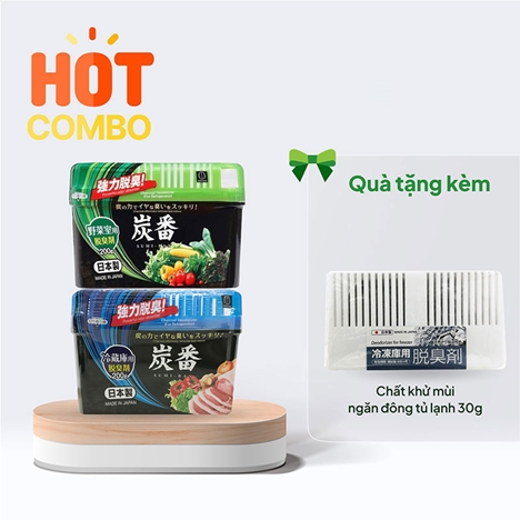 Combo siêu hời mua 2 Hộp khử mùi tủ lạnh than hoạt tính Kokubo 200g tặng Chất khử mùi ngăn đông tủ lạnh 30g
