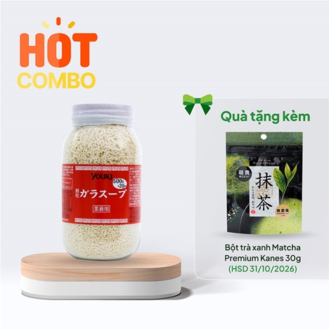 Combo siêu hời mua Hạt nêm chiết xuất thịt và rau Youki 520g tặng Bột trà xanh Matcha Premium Kanes 30g (HSD 31/8/2026)