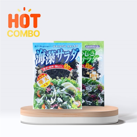 Combo siêu tiết kiệm 2 gói Rong biển hỗn hợp Wakame Hijiki 60g và Kanten 70g