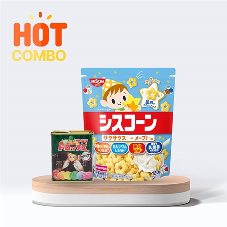 Combo siêu tiết kiệm TPBS: Ngũ cốc Nissin Ciscorn vị siro cây phong 120g và Kẹo trái cây Sakuma