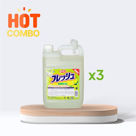 Combo siêu tiết kiệm 1 thùng 3 can Nước rửa chén Wai Rookie V nhà bếp 4L