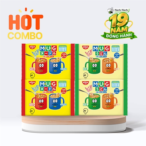 Combo siêu tiết kiệm 4 gói mì Mug Nissen 94g (2 Ramen - 2 Udon)