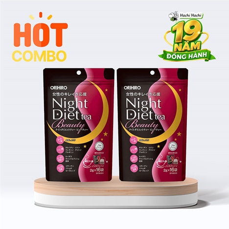 Combo siêu tiết kiệm 2 gói Trà Túi Lọc Nhật Bản Orihiro Night Diet Tea Beauty 2gx16 gói