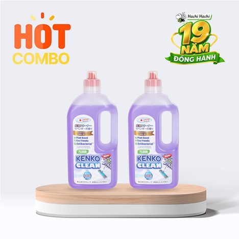 Combo siêu tiết kiệm 2 Nước lau sàn gốc thực vật diệt khuẩn Kenko Clean hương Lavender 1L