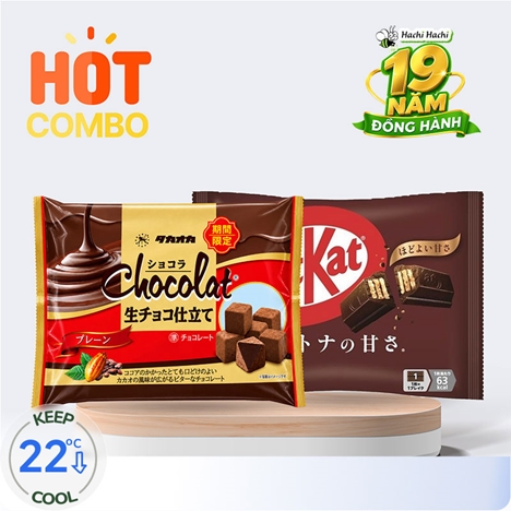 Combo siêu tiết kiệm Socola tươi Takaoka Nhật Bản 125g và Bánh Kitkat Socola Nhật Bản 113g (11.3gx10 cái)