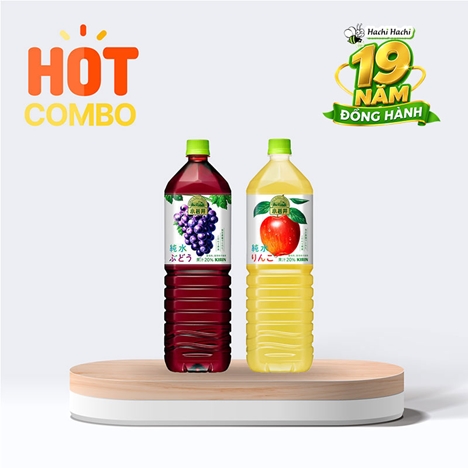 Combo siêu tiết kiệm 2 chai Nước ép nho và táo tinh khiết 1.5L