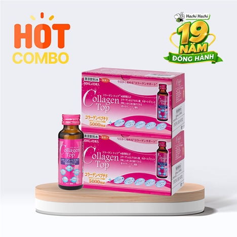 Combo siêu tiết kiệm 2 hộp TPBS: Nước uống Collagen Top 50mlx10 chai