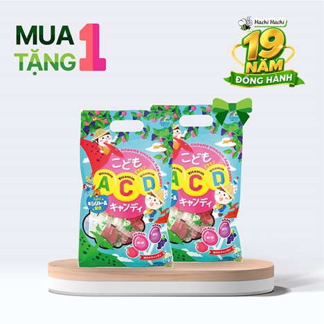 Combo siêu hời mua 1 tặng 1 TPBS: Kẹo mút Unimat vị nho đào bố sung vitamin A, C, D (8 cây)
