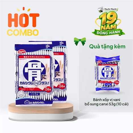 Combo siêu hời mua 2 TPBS: Bánh xốp vị vani bổ sung canxi 255.6g (36 cái) tặng bịch 53g (10 cái) cùng loại