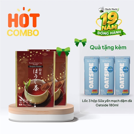 Combo mua 1 tặng 1 Bột trà rang Houjicha Nhật Bản Kanes 50g tặng thêm lốc 3 hộp TPBS: Sữa yến mạch đậm đà Oatside 180ml