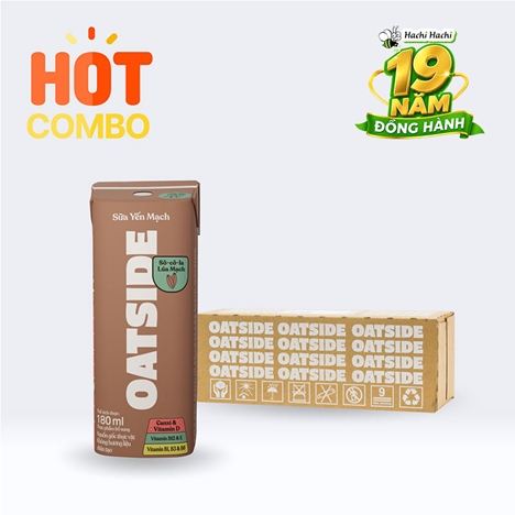Combo siêu tiết kiệm 1 thùng 24 hộp TPBS: Sữa yến mạch vị socola lúa mạch Oatside 180ml